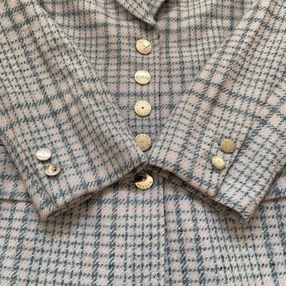 Escada 100% Cashmere Vintage Plaid Classic Button Down Blazer Jacket - Picture 6 of 16
